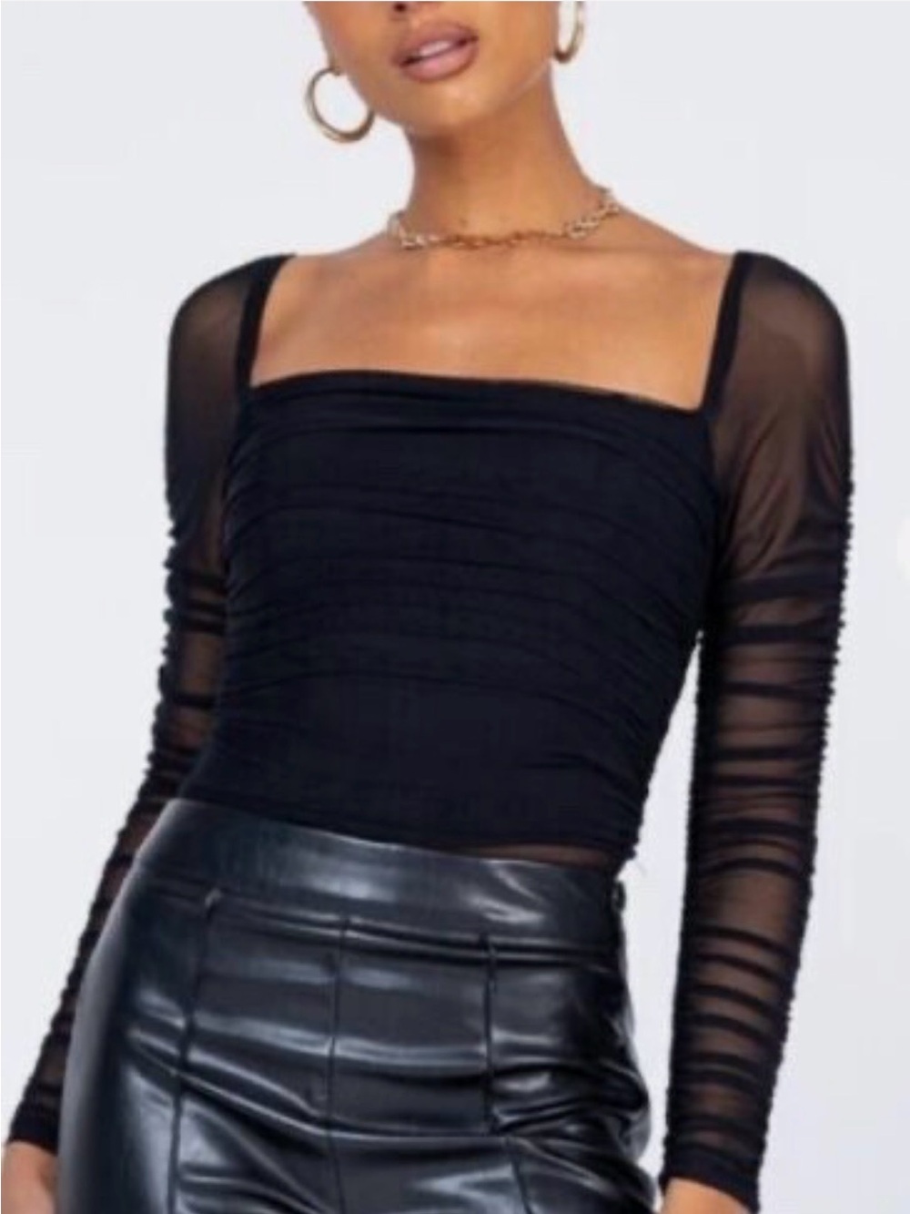 Princess Polly Delany Bodysuit Mesh Long Sleeve Padded Cups